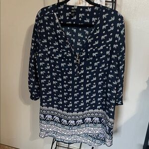 Rue21 Navy Elephant Print Tunic